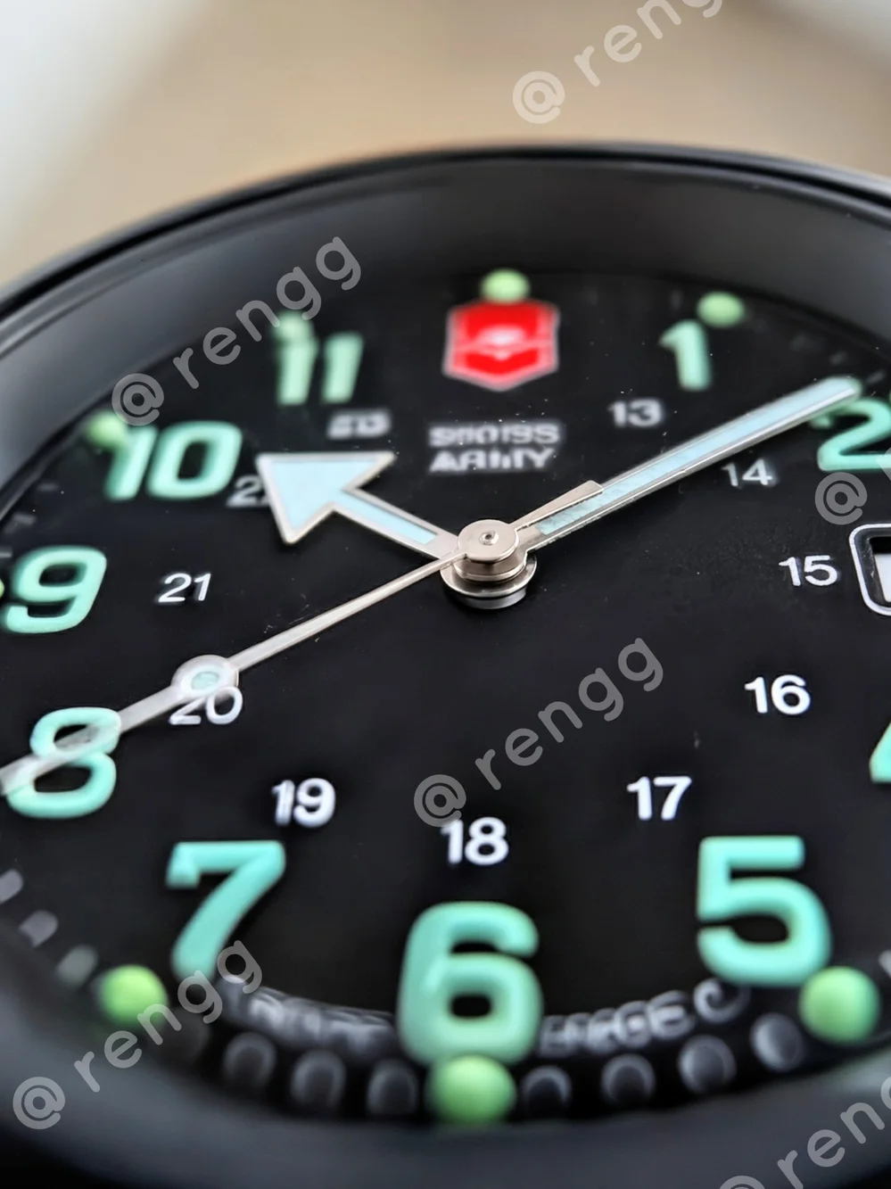Renegade Victorinox Swiss Army Black  Green Accent Field Watch Sapphire 38mm